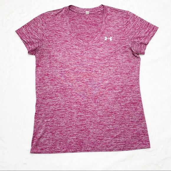 UNDER ARMOUR Red Heatgear Short Sleeved V-neck Tee size Small - Picture 2 of 8